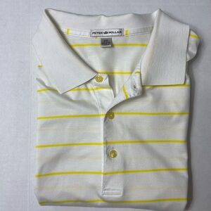 Peter Millar Cotton Stripe Yellow White Men’s Polo Shirt, XXL